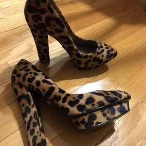 Adrienne Maloof Leather and Fur Heels